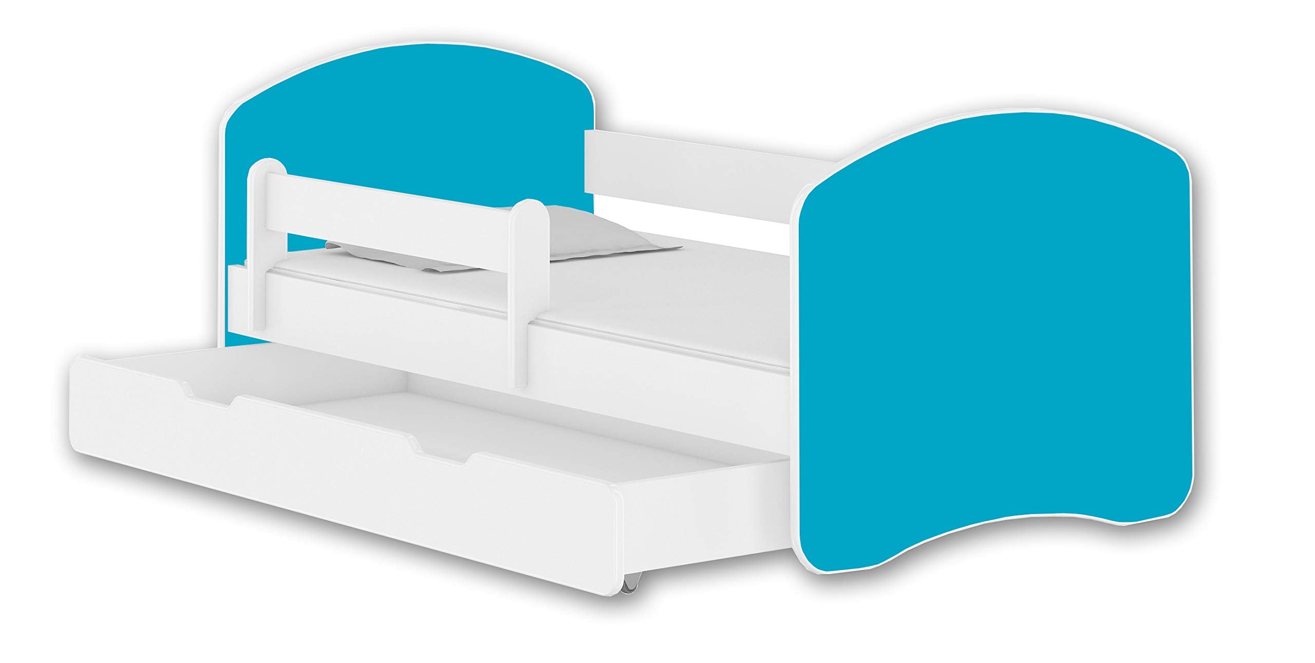 Kinderbett Jugendbett mit einer Schublade und Matratze Weiß ACMA II (180x80 cm + Schublade, Weiß)