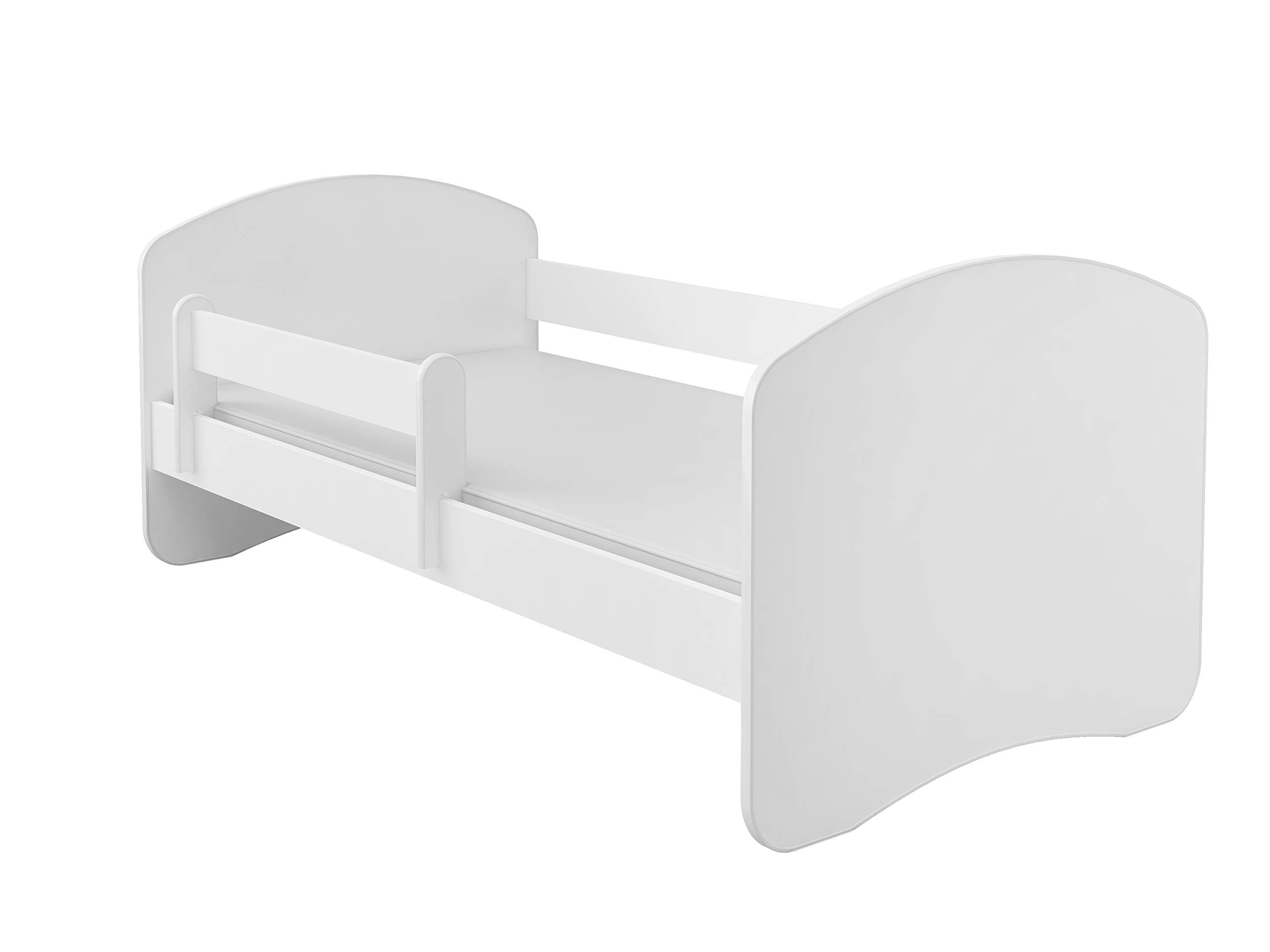 Kinderbett Jugendbett mit einer Schublade und Matratze Weiß ACMA II (180x80 cm + Schublade, Weiß)