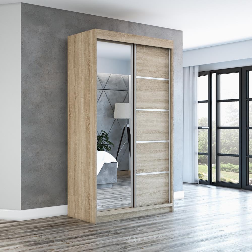 A&J MöbelLand Schwebetürenschrank GAPI Kleiderschrank 2-türig mit Spiegel, Garderobe 160 cm (Weiß/weiß/weiß)