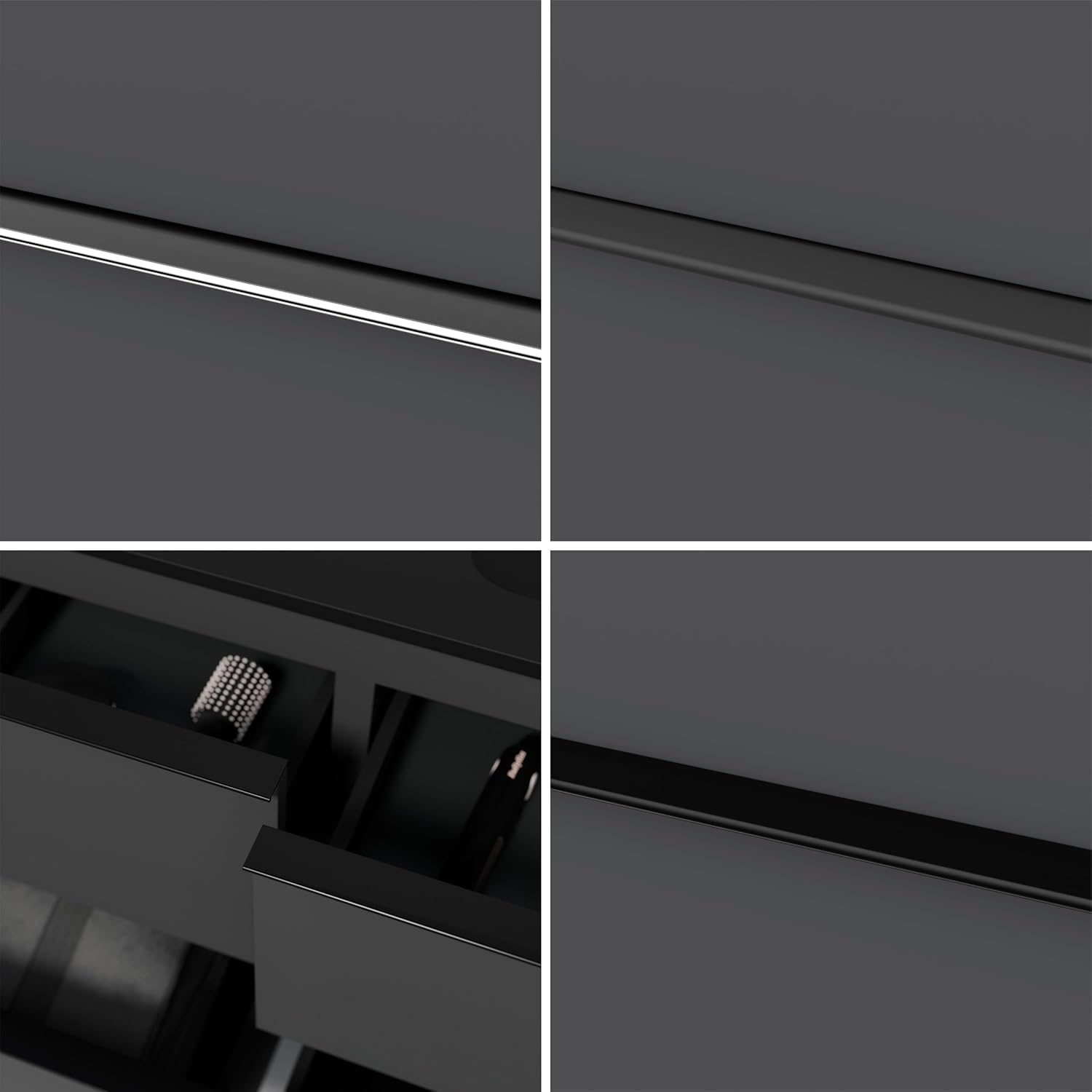 BERNSTEIN Badmöbel-Set Lavoa 60 cm bestehend aus Waschbecken und Unterschrank mit 2 Schubladen, Waschbeckenunterschrank in Anthrazit, Griffe in Schwarz - 5 Jahre Garantie - Waschtisch in Schwarz matt