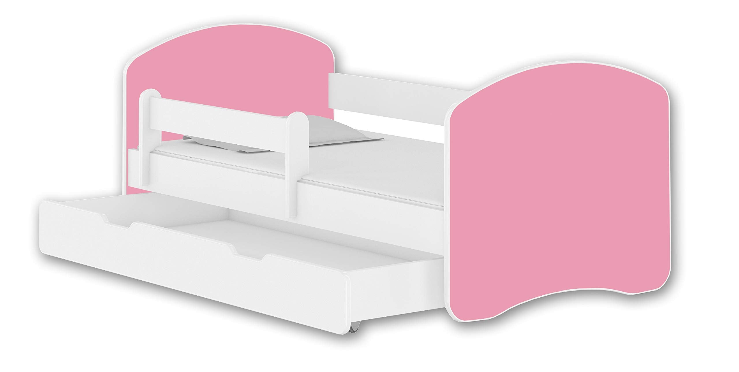 Kinderbett Jugendbett mit einer Schublade und Matratze Weiß ACMA II (180x80 cm + Schublade, Weiß)