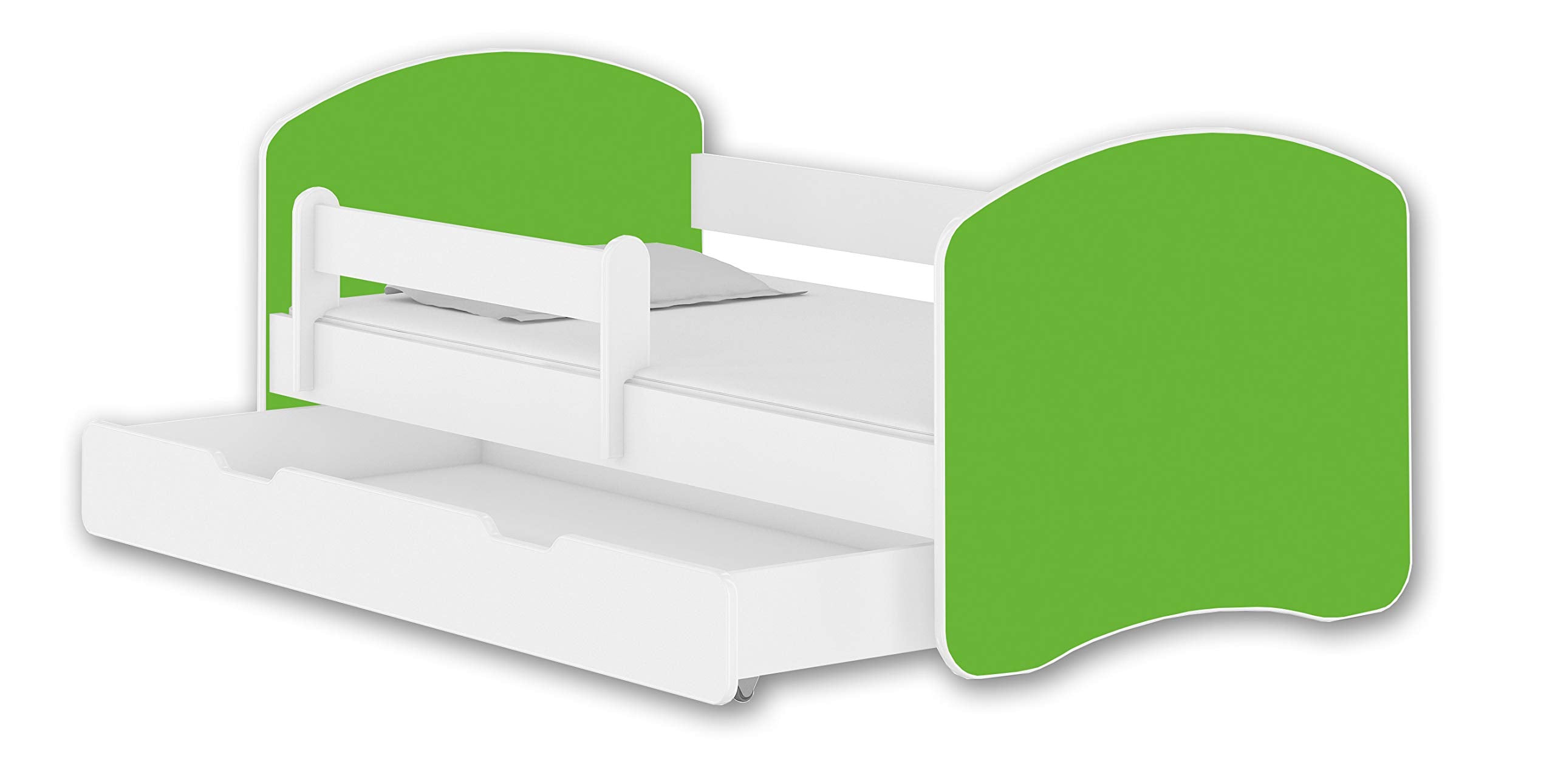 Kinderbett Jugendbett mit einer Schublade und Matratze Weiß ACMA II (180x80 cm + Schublade, Weiß)