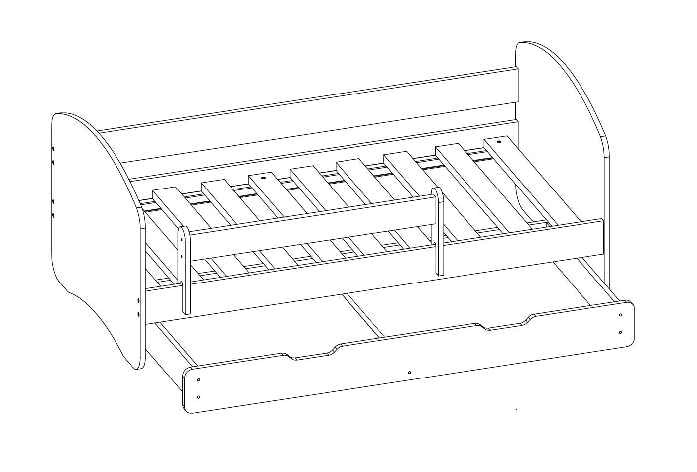 Kinderbett Jugendbett mit einer Schublade und Matratze Weiß ACMA II (180x80 cm + Schublade, Weiß)