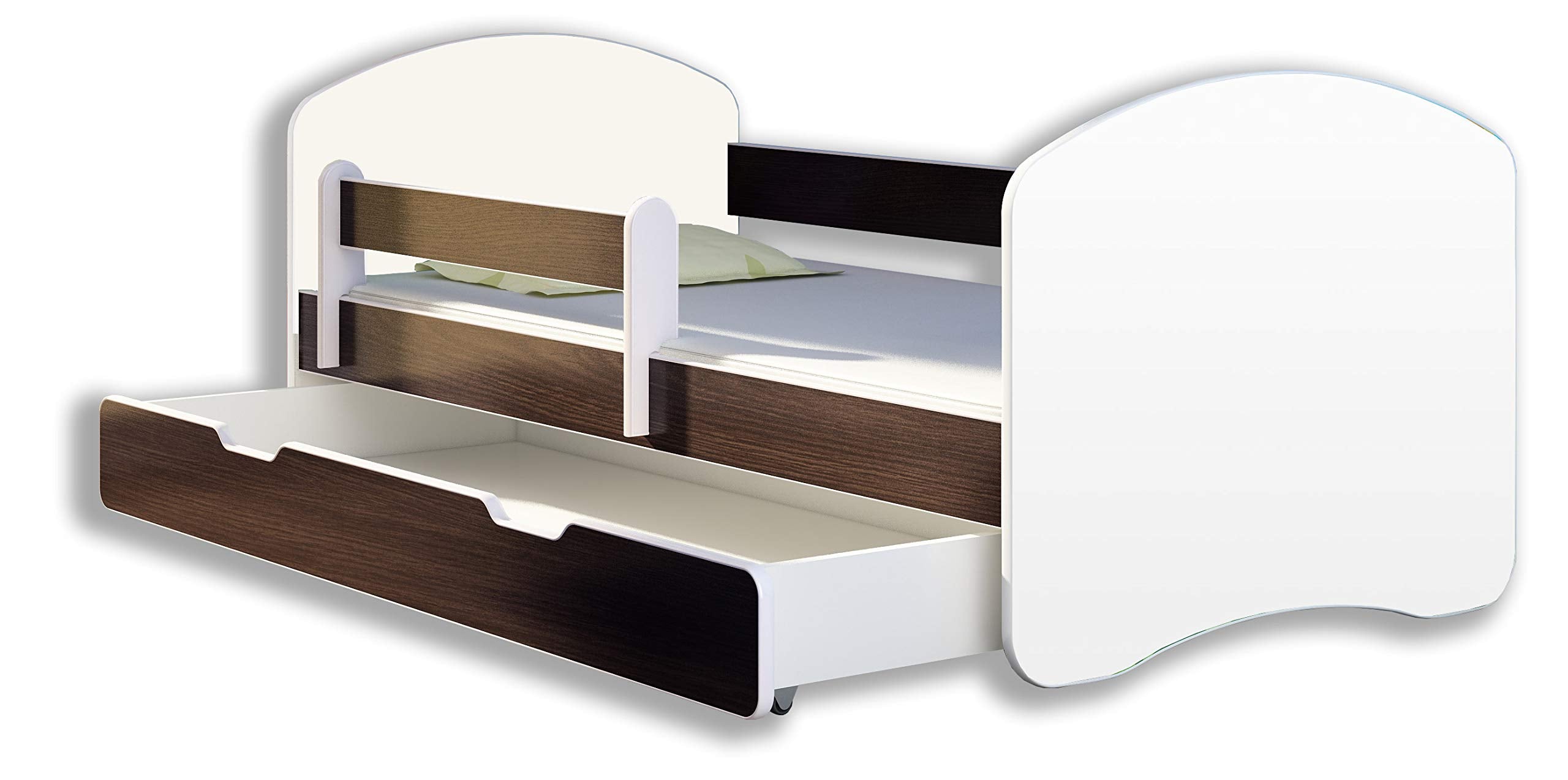 Kinderbett Jugendbett mit einer Schublade und Matratze Weiß ACMA II (180x80 cm + Schublade, Weiß)