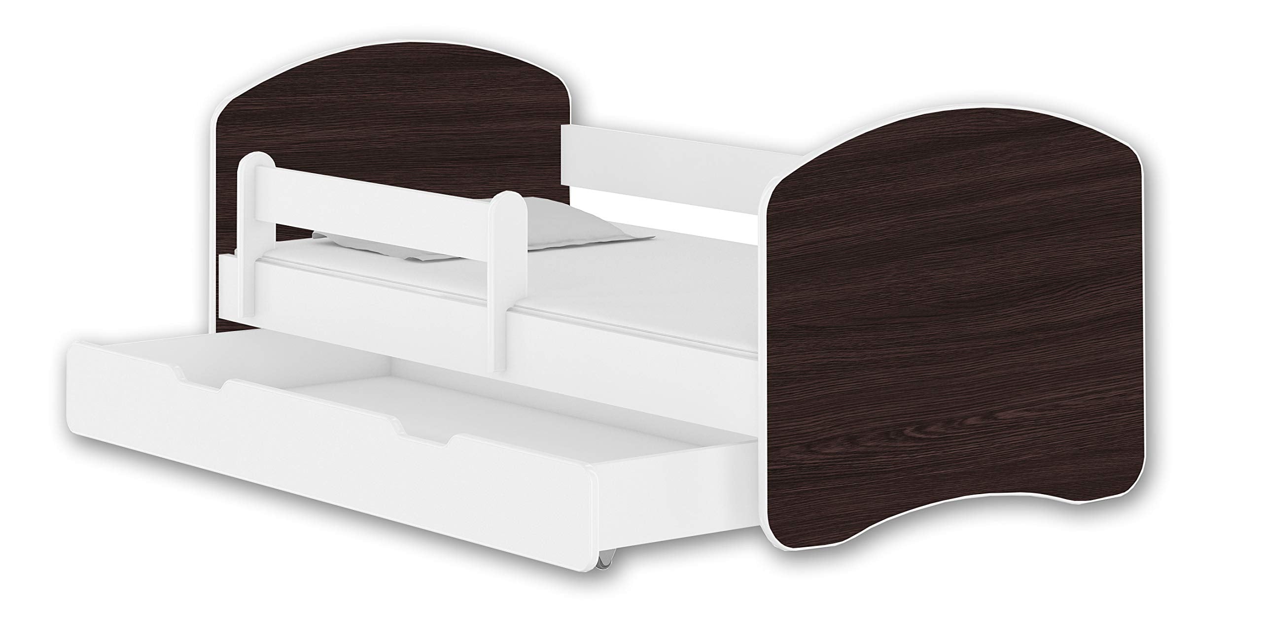 Kinderbett Jugendbett mit einer Schublade und Matratze Weiß ACMA II (180x80 cm + Schublade, Weiß)