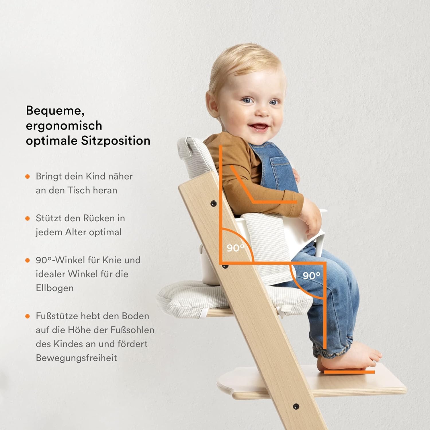 Tripp Trapp Hochstuhl von Stokke mit Baby Set, White aus Buchenholz - Verstellbarer, anpassbarer Stuhl für Kleinkinder, Kinder & Erwachsene