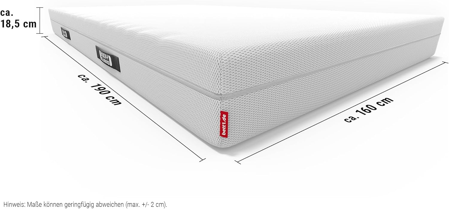 Bodyguard bett1 Anti-Kartell-Matratze 160x190. Deutschlands meistgekaufte Matratze (2in1 Liegehärten Mittelfest & Fester, Bezug 60°C waschbar, Oeko-TEX 100, Ergonomiemodule, QXSchaum)