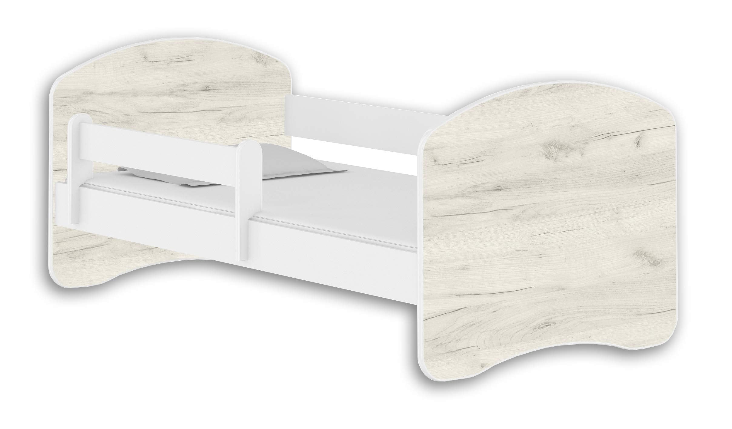 Kinderbett Jugendbett mit einer Schublade und Matratze Weiß ACMA II (180x80 cm + Schublade, Weiß)