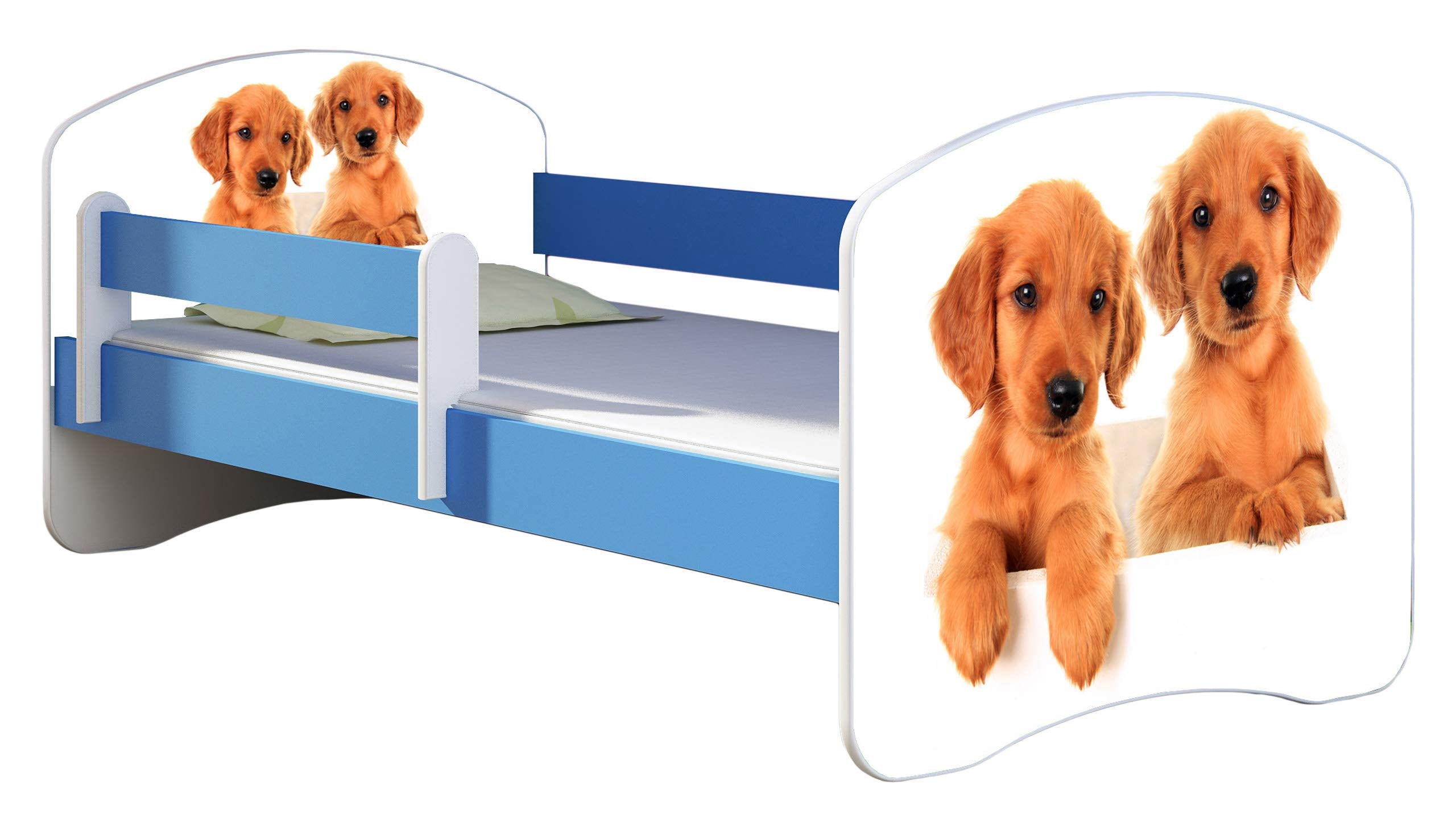 ACMA Kinderbett Jugendbett mit Einer Schublade und Matratze Blau mit Rausfallschutz Lattenrost II 140x70 160x80 180x80 (36 Feuerwehr, 160x80)