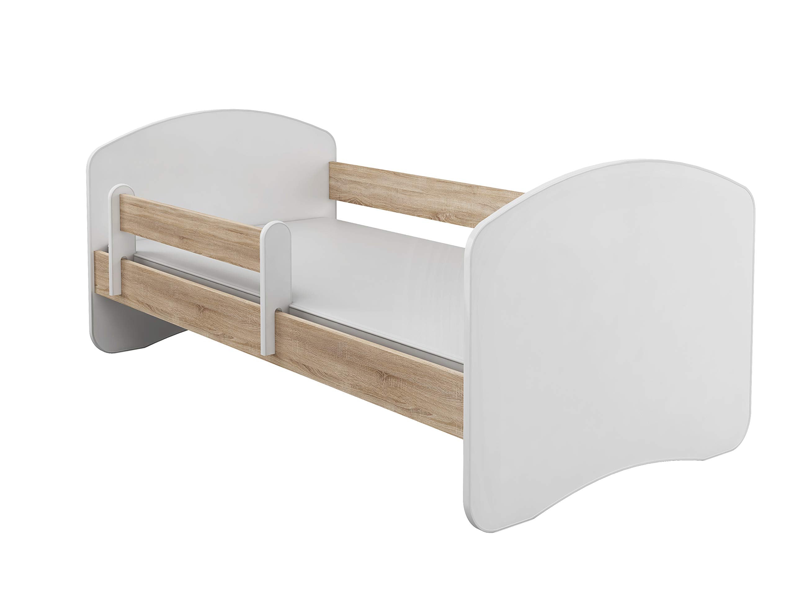 Kinderbett Jugendbett mit einer Schublade und Matratze Weiß ACMA II (180x80 cm + Schublade, Weiß)