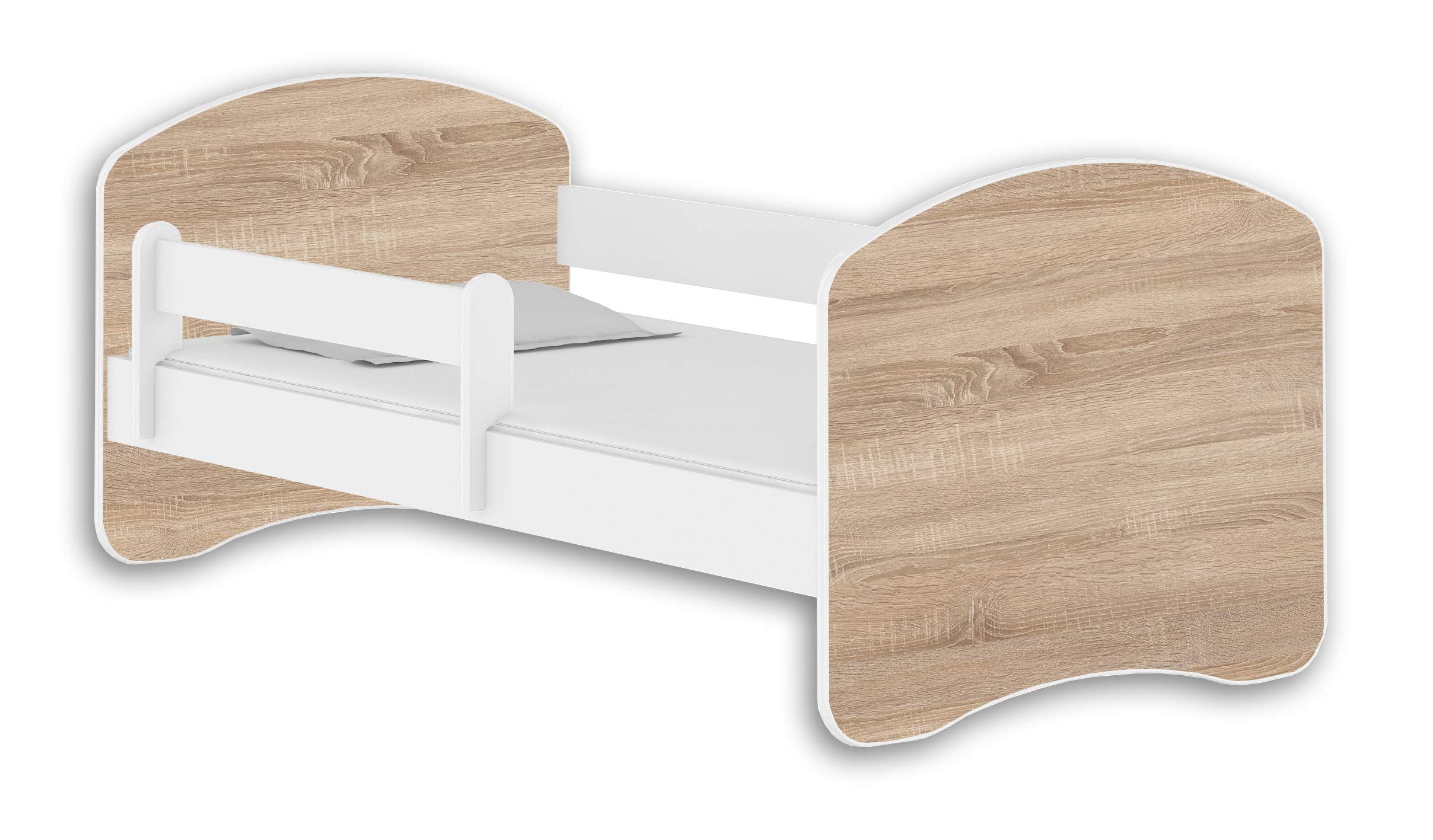 Kinderbett Jugendbett mit einer Schublade und Matratze Weiß ACMA II (180x80 cm + Schublade, Weiß)