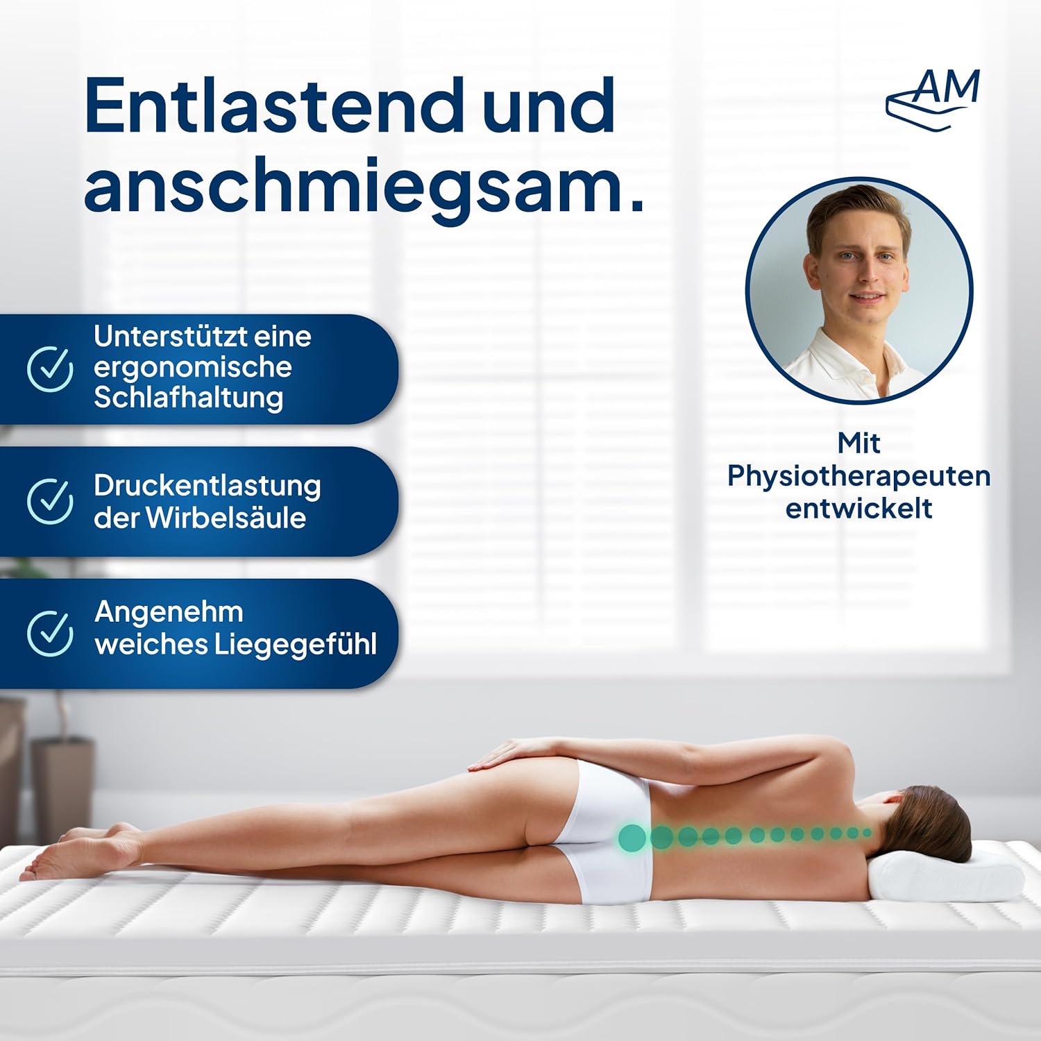 Premium Gelschaum-Topper 180x200 cm mit RG 50 - Hochwertiger Lyocell-Bezug - Antirutschfunktion - Umlaufendes Klimaband - Qualität Made in Germany - Gel-Topper 180 x 200