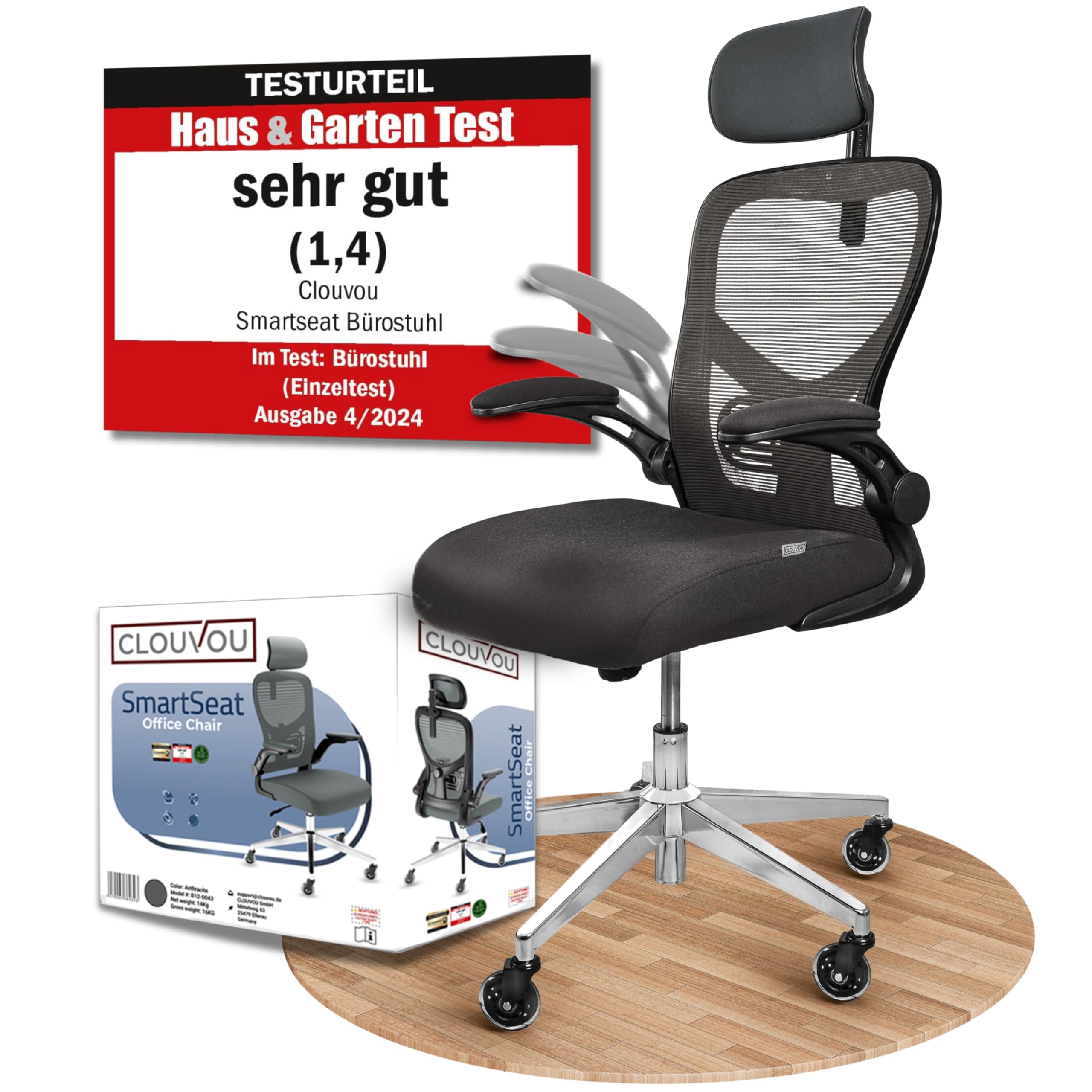 CLOUVOU CleverSeat Bürostuhl Ergonomisch [TESTSIEGER] Schreibtischstuhl 100% individuell einstellbar | Büro Stuhl & Gaming Stuhl | Computerstuhl Home Office Chair Ergonomic | Drehstuhl 150 kg