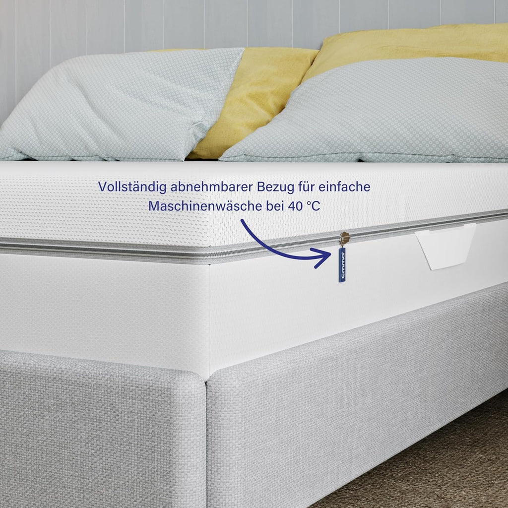 Emma One Matratze, Kaltschaummatratze, 90x200 cm, H2 Härtegrad Mittelhart, 18 cm Höhe, 3-Zonen-Stützung, Atmungsaktiver & Waschbarer Bezug